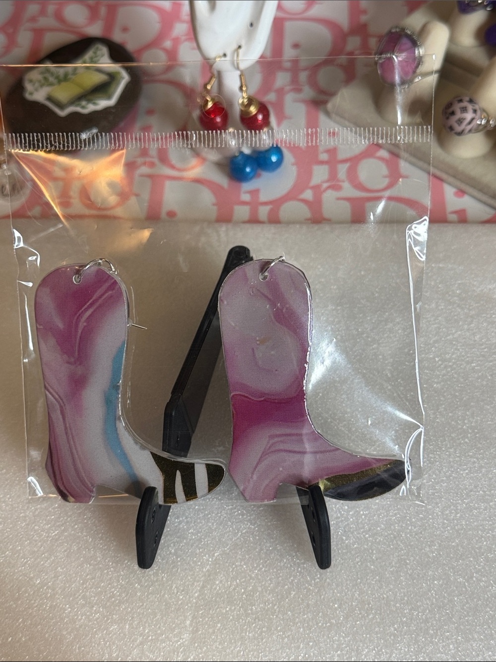 Marbled Pink Bootie Earrings - Fashionable Women's Jewelry